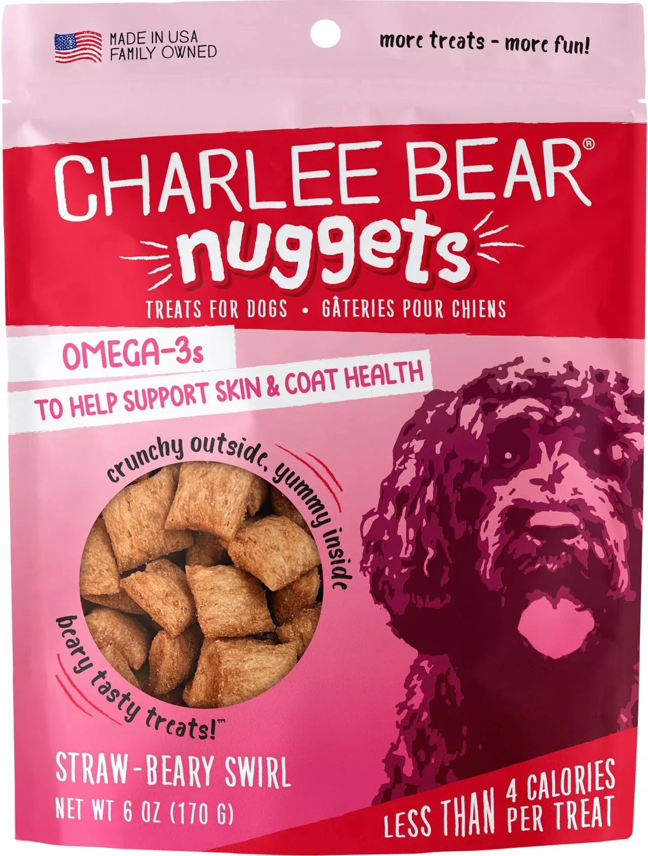 Charlee Bear Nuggets Dog Treats, Strawberry, 6 oz