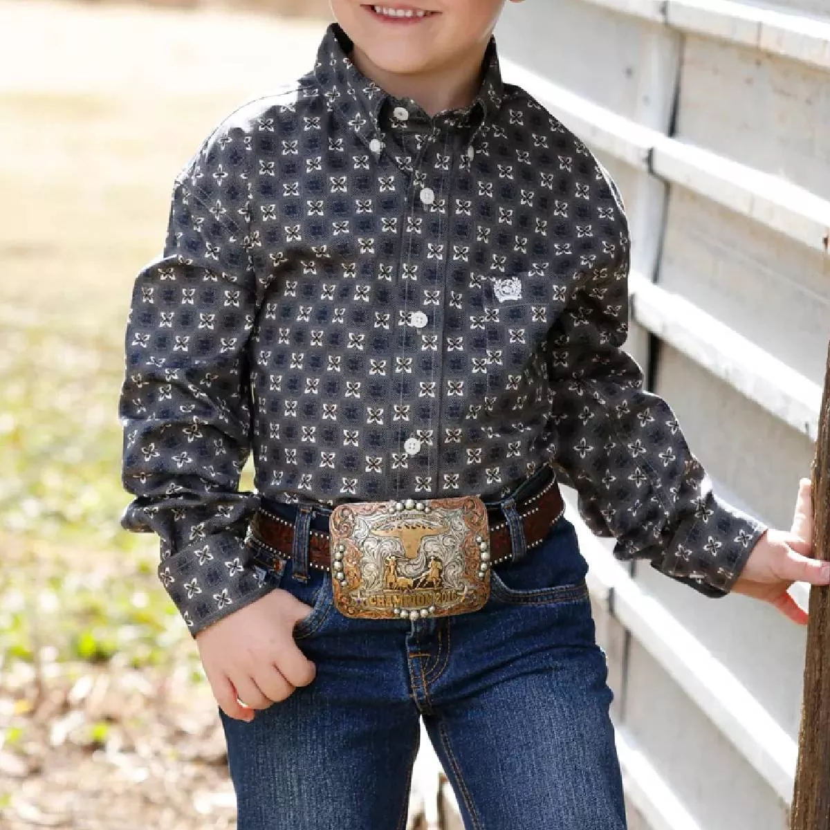 Cinch Baby Geo Print Button Shirt