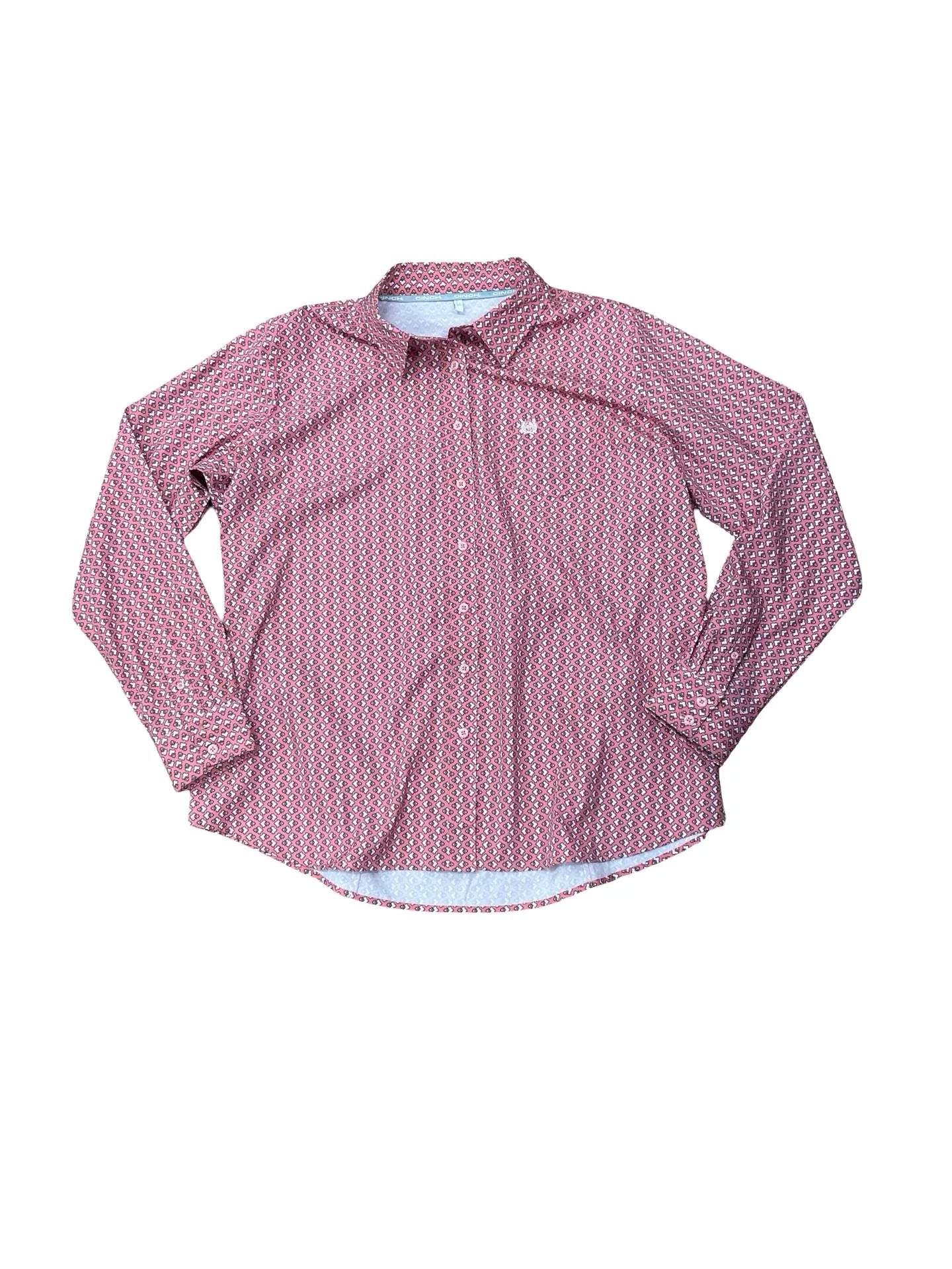 Cinch Button Down - Pink Pattern - XXL - USED