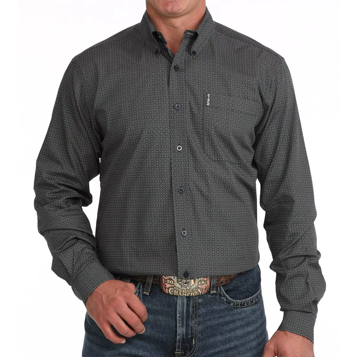 Cinch Men's Modern Fit Geo Print Button Shirt