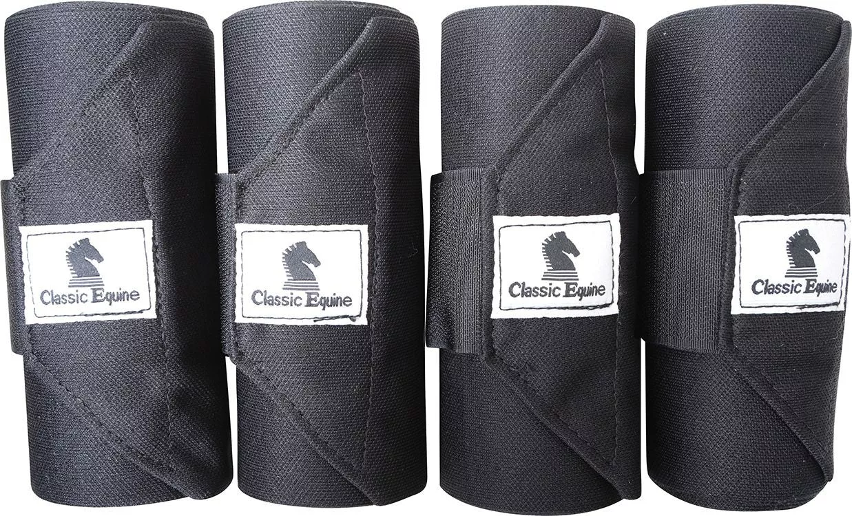 Classic Equine Standing Wrap Bandage - Black, Set of 4
