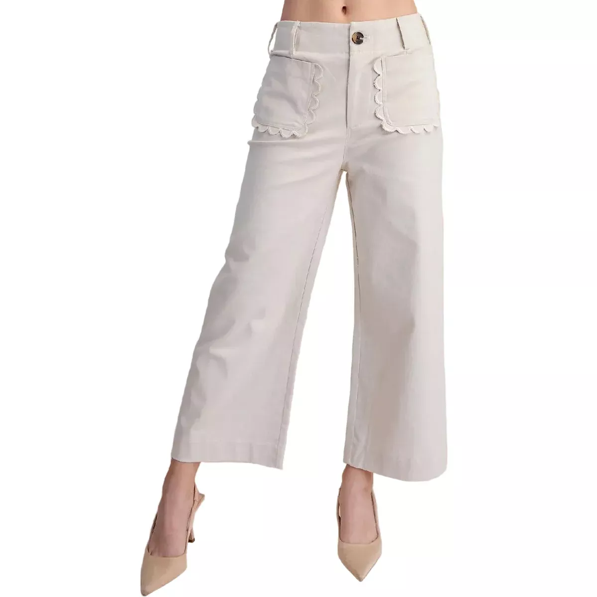 Colette Cropped Cream Wide Leg Pant