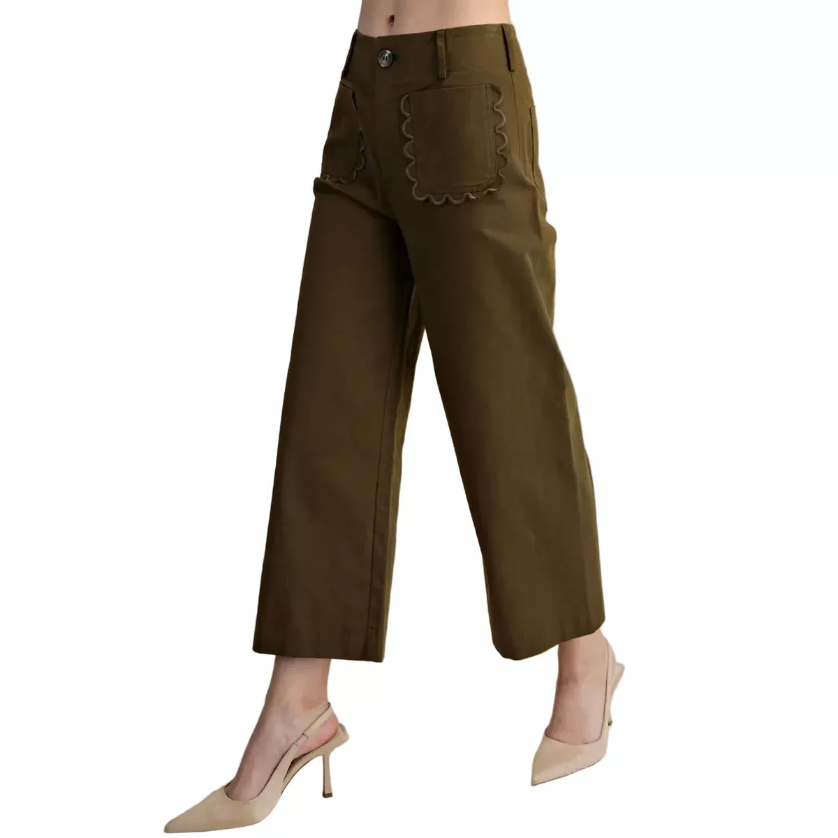 Colette Cropped Olive Wide Leg Pant