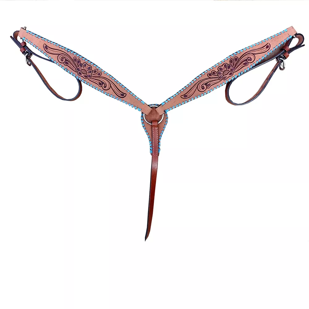COMFYTACK Floral Hand Tooled Western Horse Breast Collar Tan