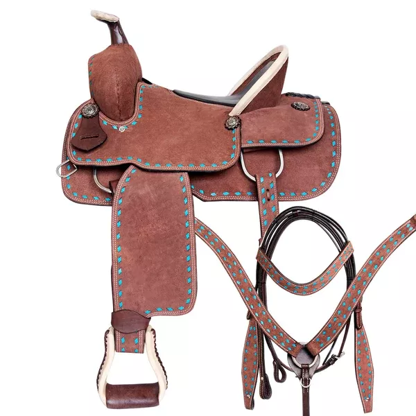 Comfytack Rough Out Western Saddle Leather Trail Tack Brown