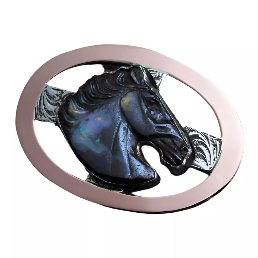 Comstock Heritage Sutro Brumby Opal Horsehead Buckle