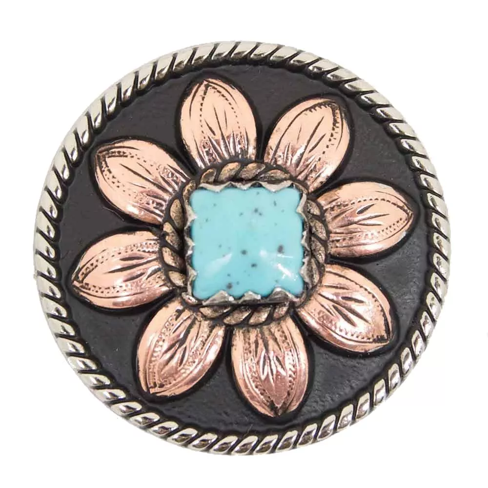 Copper Sunflower Concho with Turquoise Stone