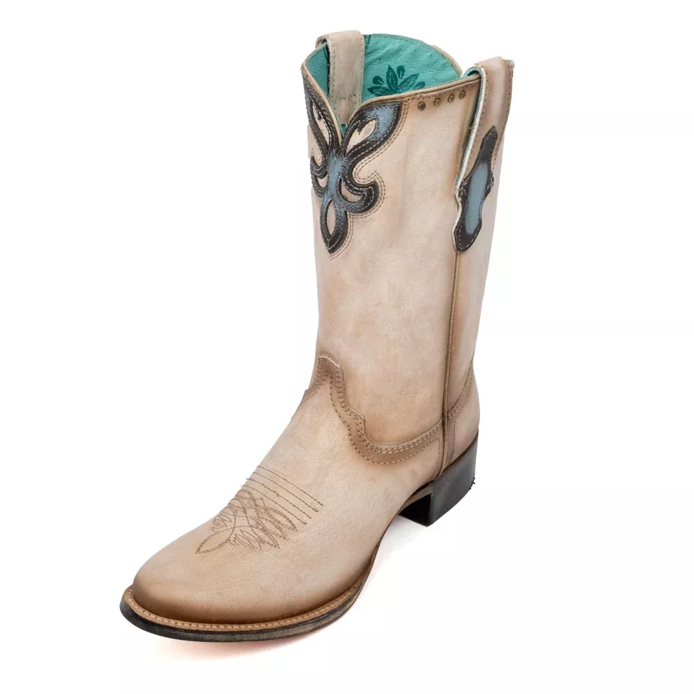 Corral Women's Sand Overlay Embroidery Stud Western Boot