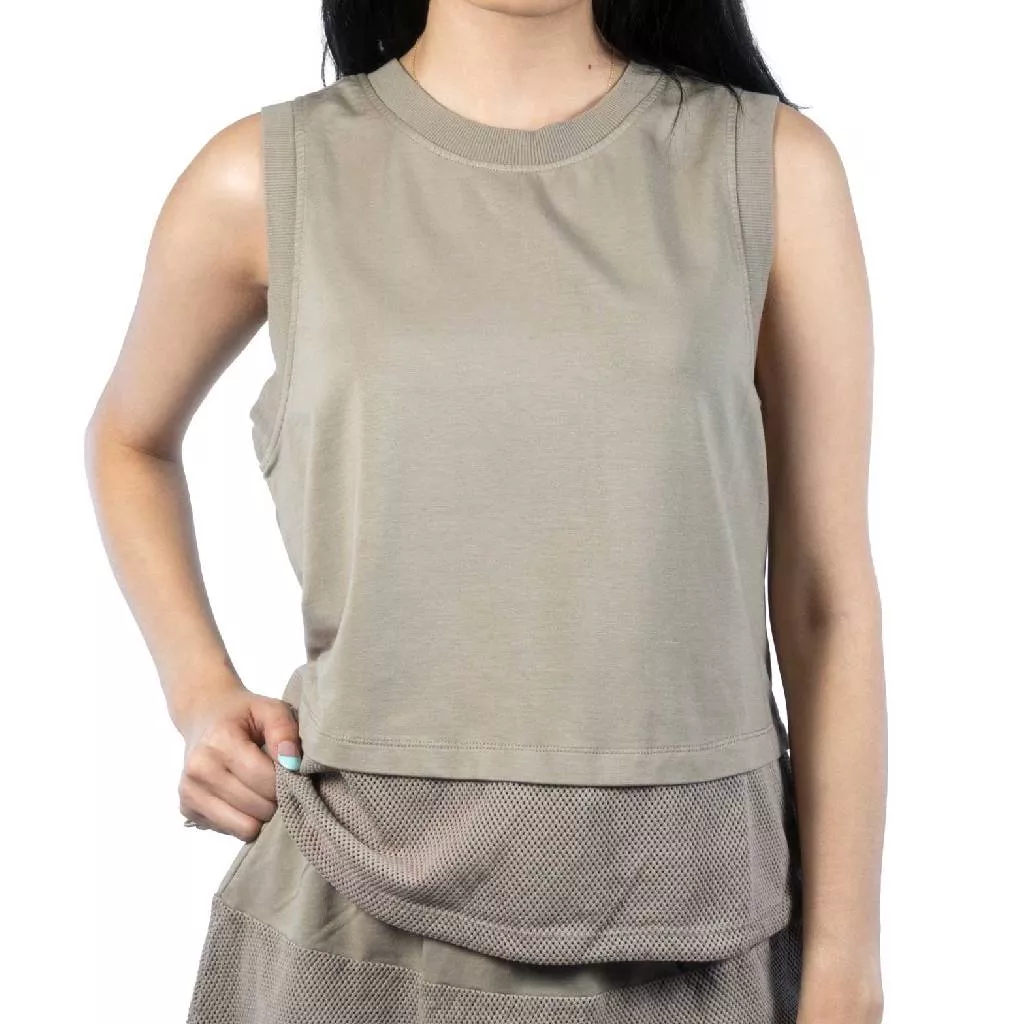 Cotton Modal Mesh Waist Stone Top