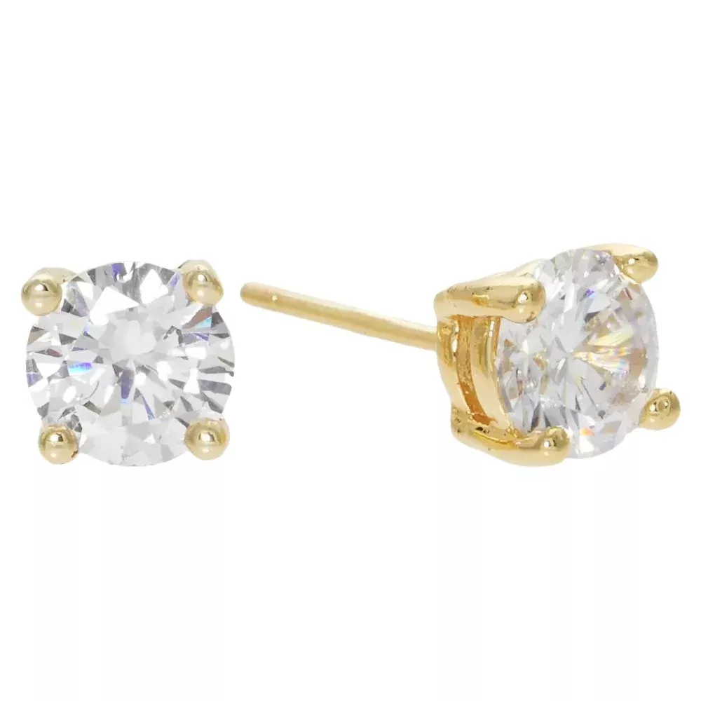 Cubic Zirconia Gold Dipped Post Earrings