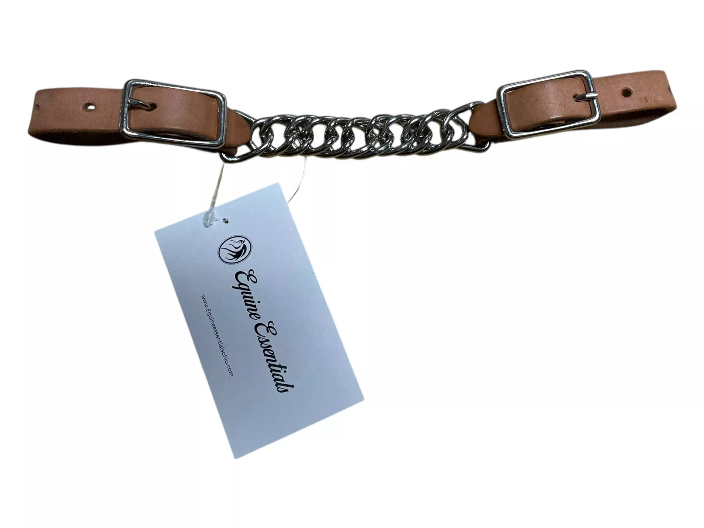 Curb Chain W/ Leather Straps - SS/Light Brown - Approx 10" - USED