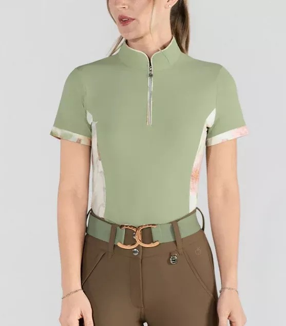 Dapplebay Grace Sage 1/4 Zip Short Sleeve Riding Top