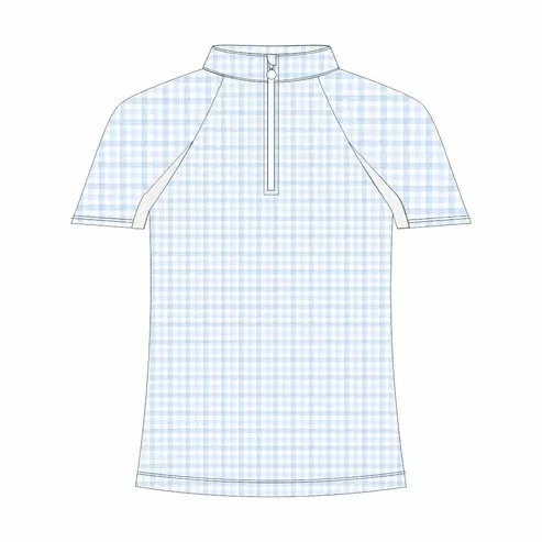 Dapplebay Kids Blue Gingham 1/4 Zip - Short Sleeve