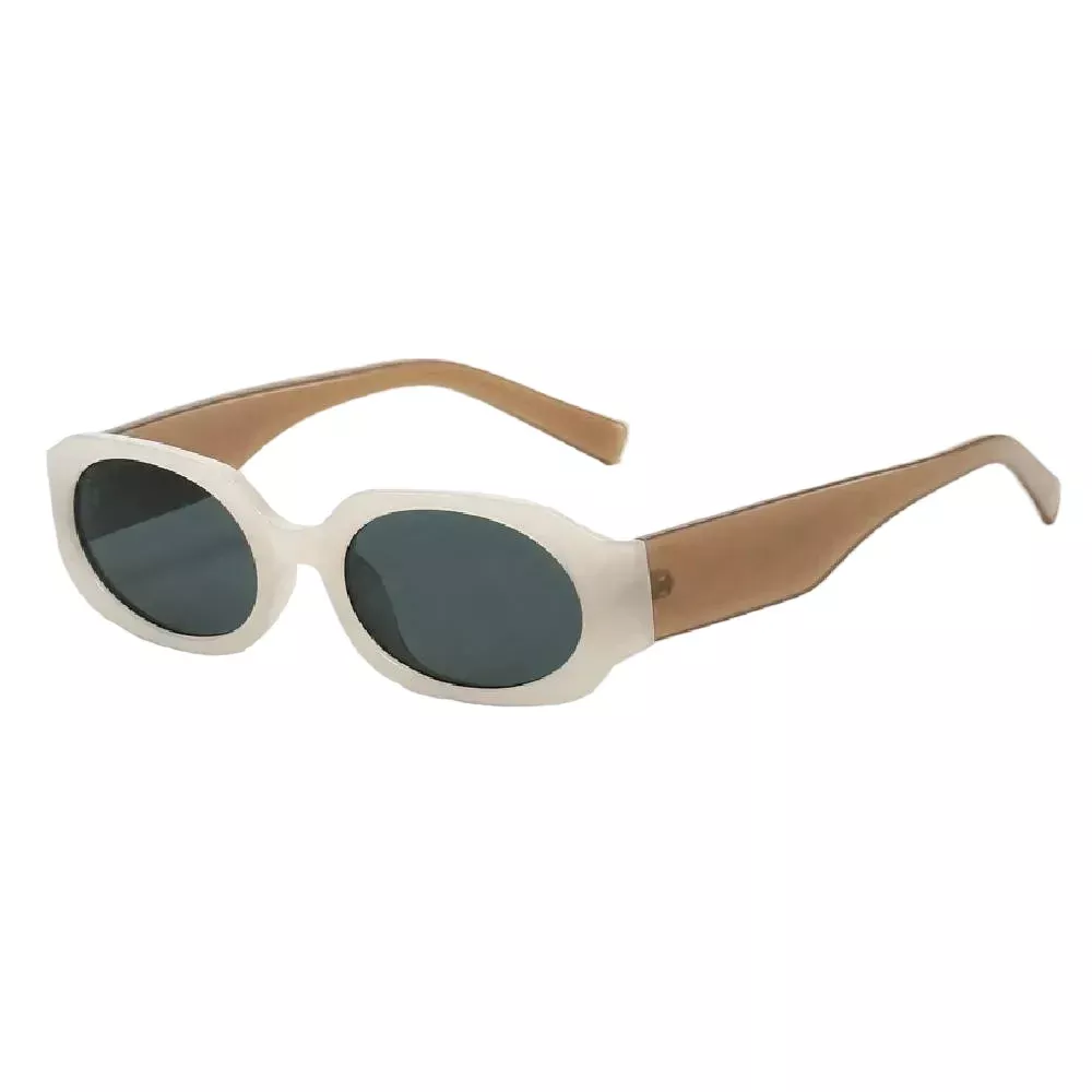 Dayla Retro Oval Sunglasses - Ivory
