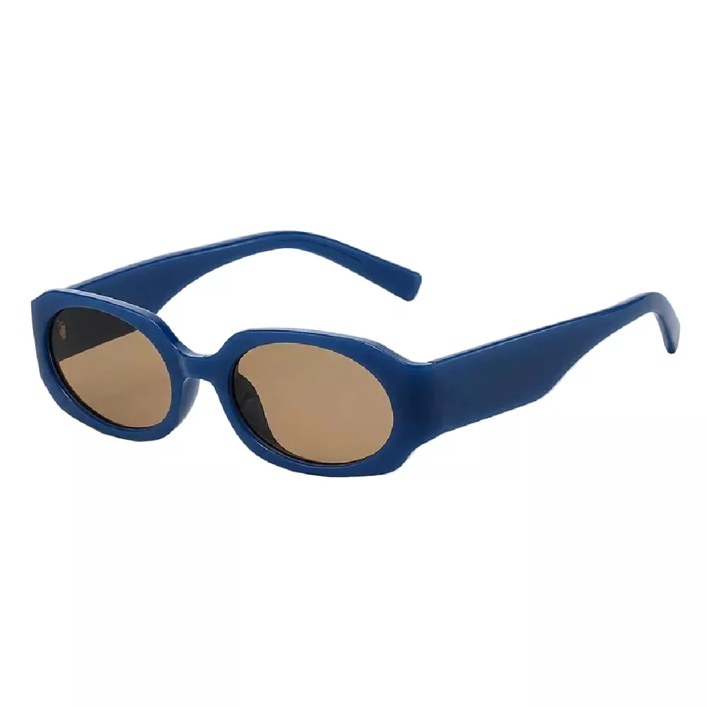 Dayla Retro Oval Sunglasses - Navy