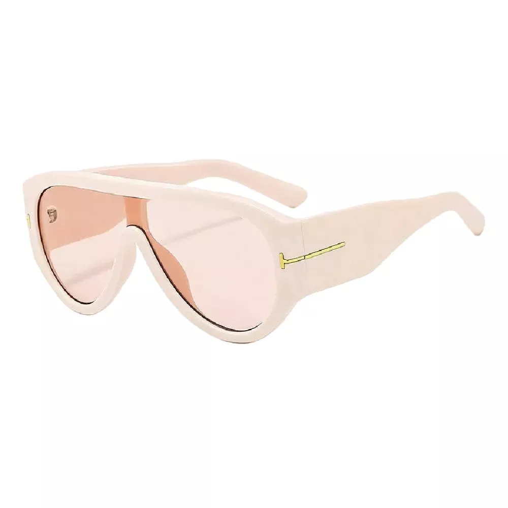 Dayla Thick Rim Aviator Sunglasses - Beige