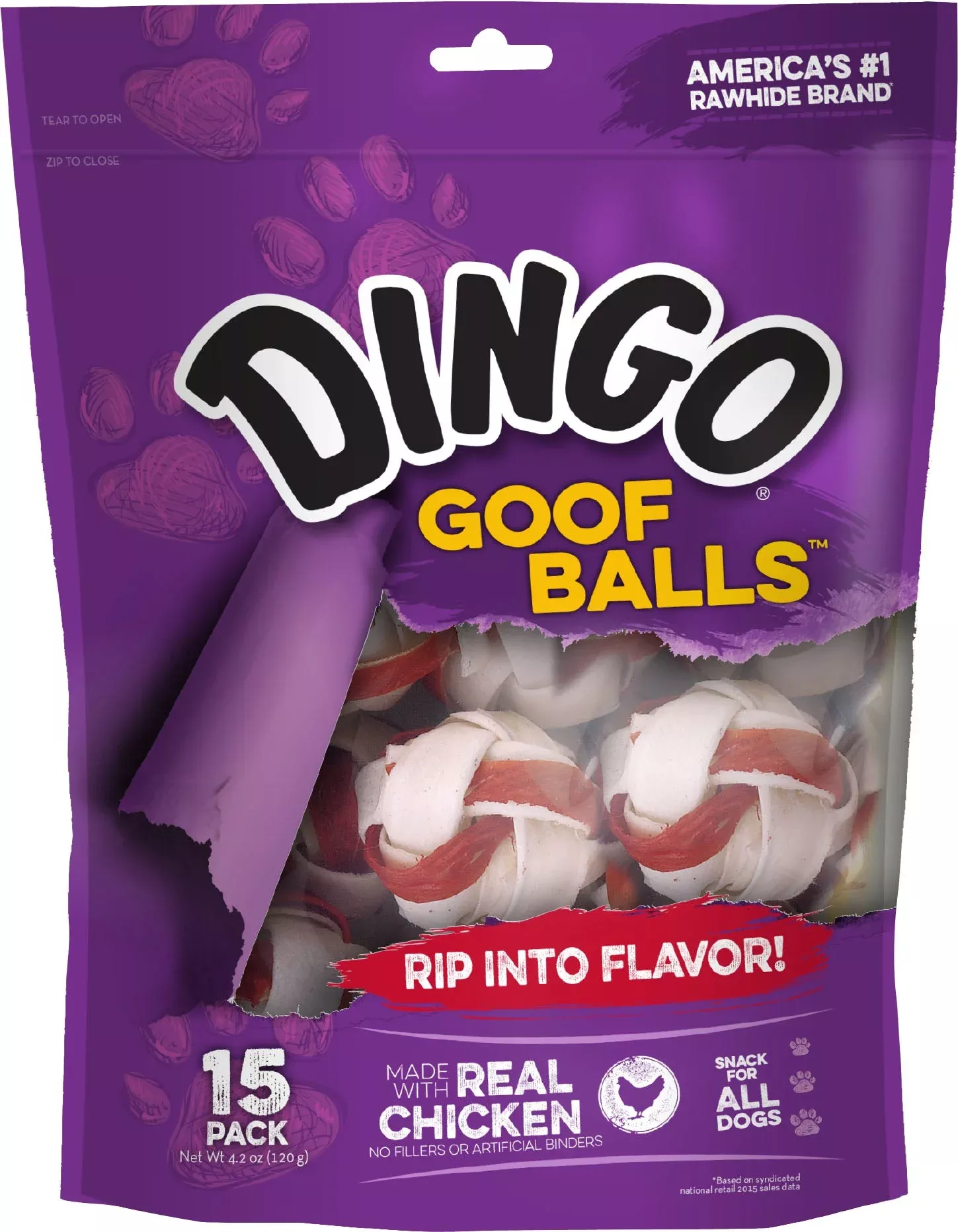 Dingo Goof Balls Dog Chew Chicken Small 15 Pack