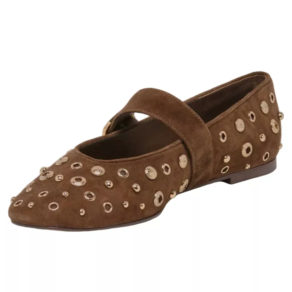 Dolce Vita Mella Studded Cocoa Suede Flat