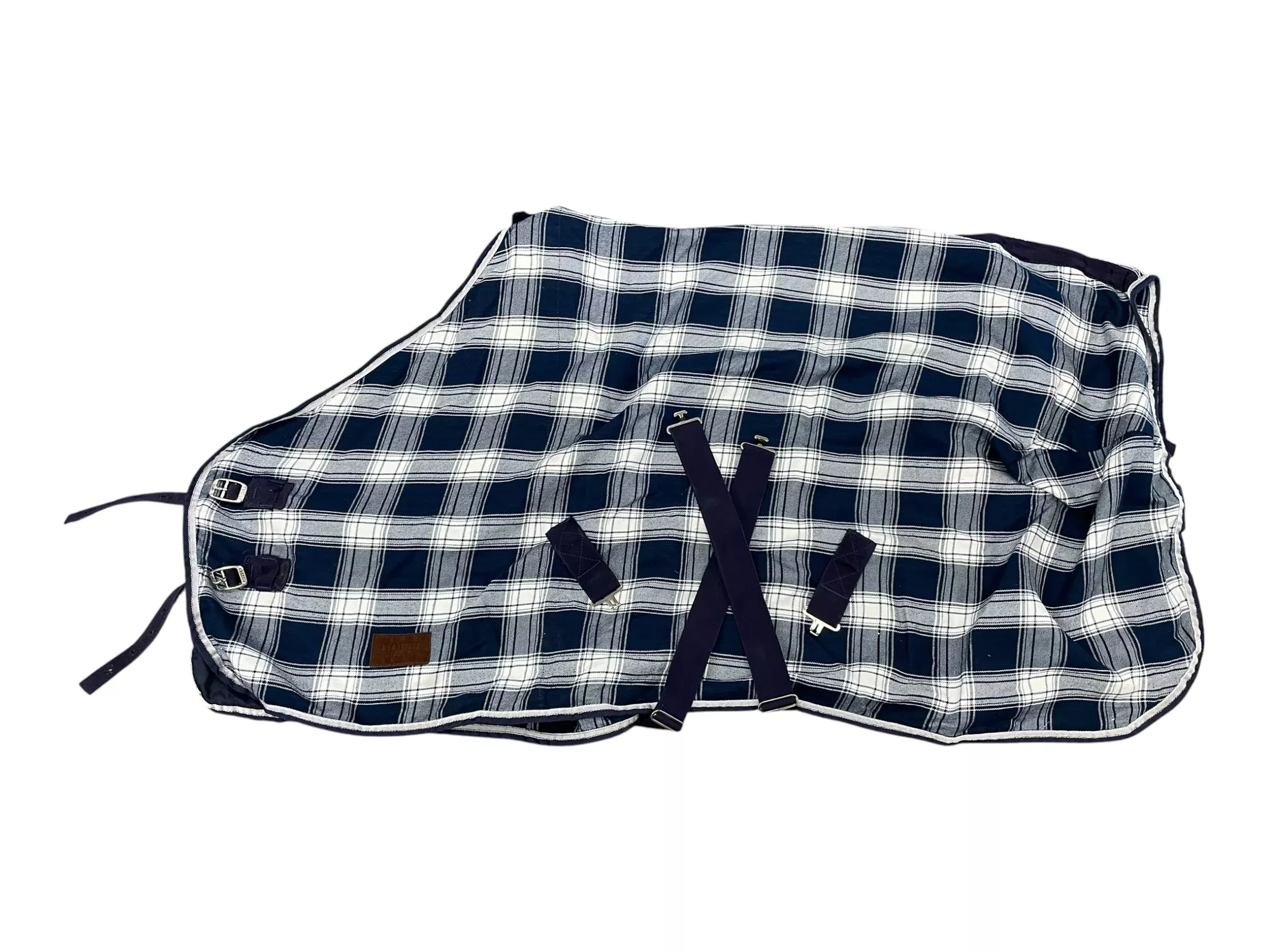 Dover Stable Sheet/Cooler - Navy/White Plaid - 66" - USED