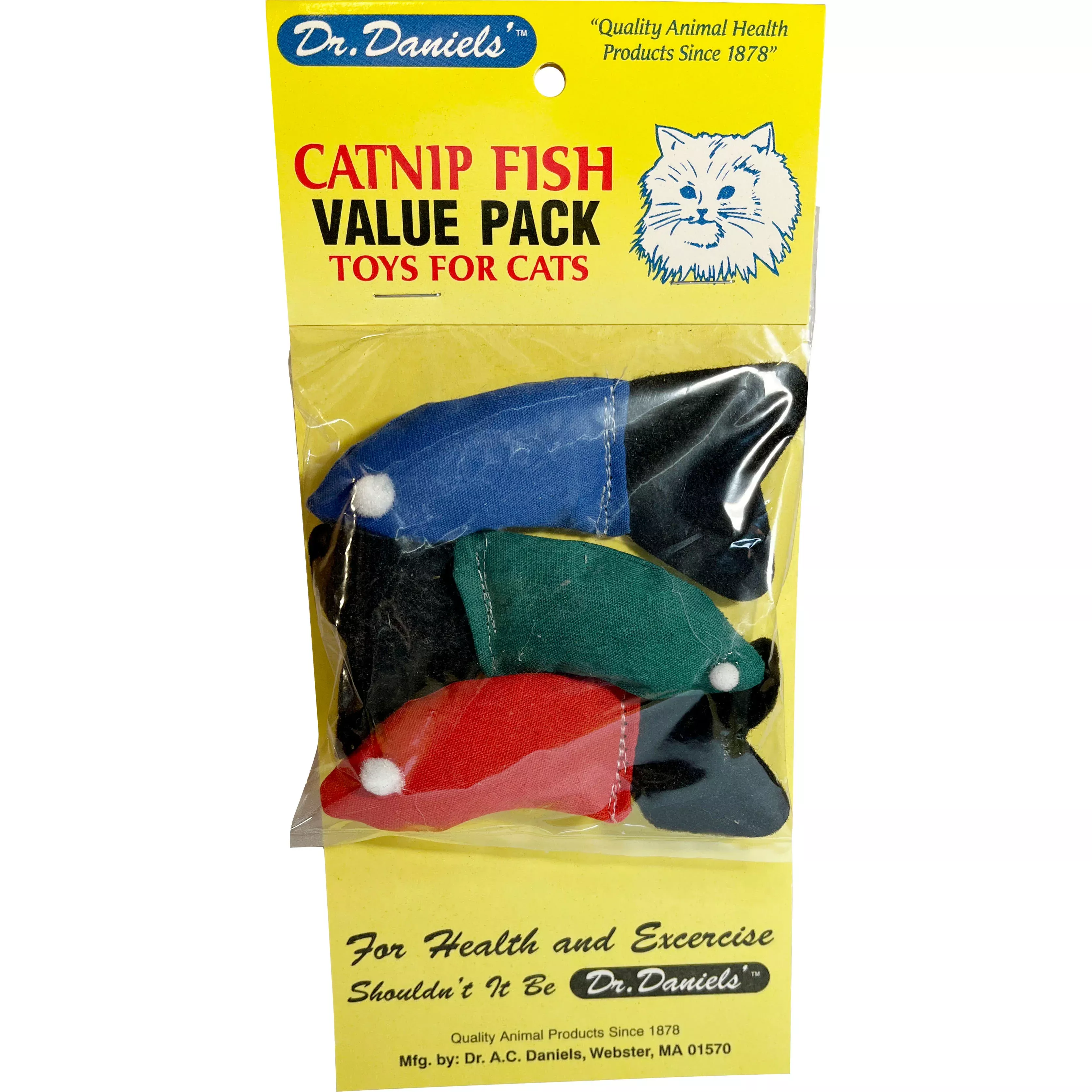 Dr. Daniels' Catnip Fish Cat Toy, Catnip Filled, 3 Pack