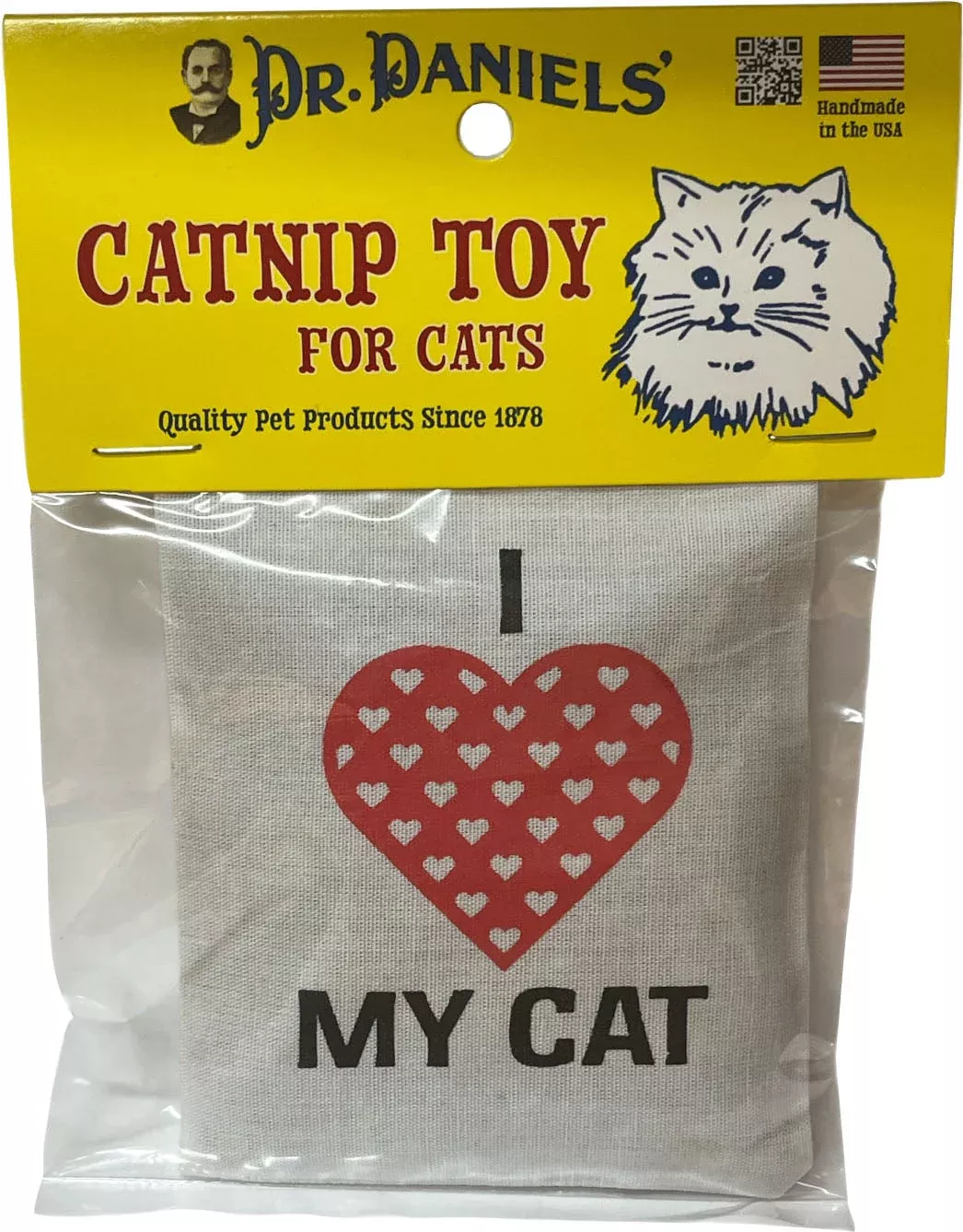 Dr. Daniels' I Love My Cat Toy Catnip-Filled White