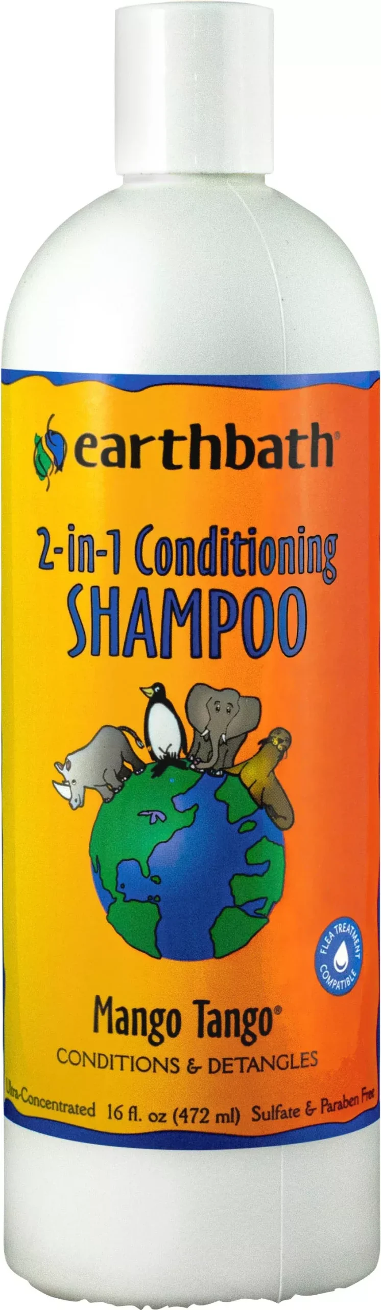 Earthbath 2-in-1 Conditioning Pet Shampoo, Mango, 16 oz