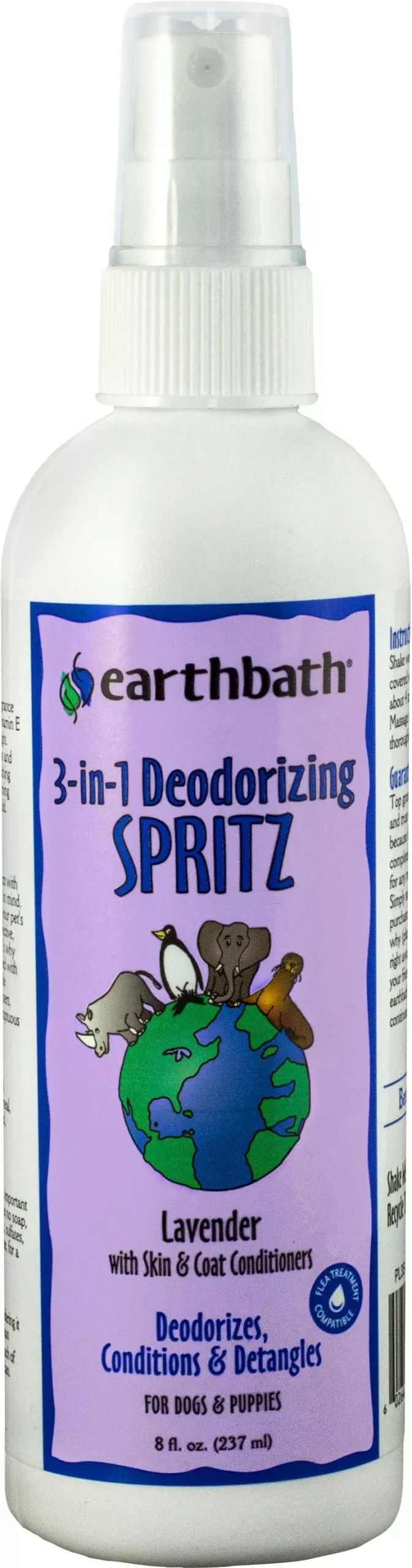 Earthbath 3-in-1 Deodorizing Spritz Pet Conditioner, Lavender, 8 oz