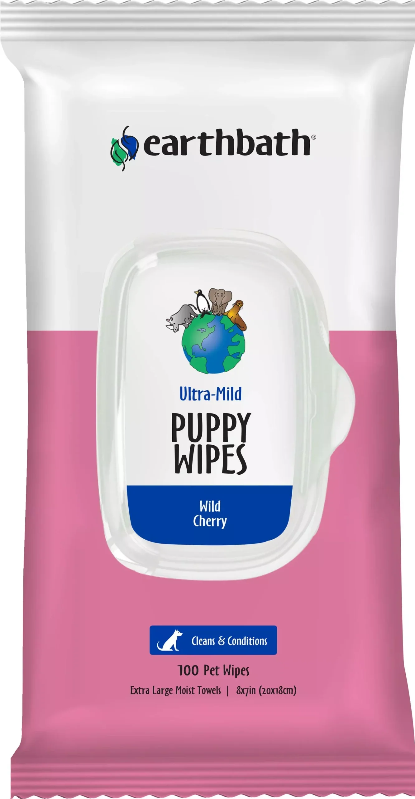 Earthbath Puppy Ultra Mild Wipes 100-Pack Wild Cherry