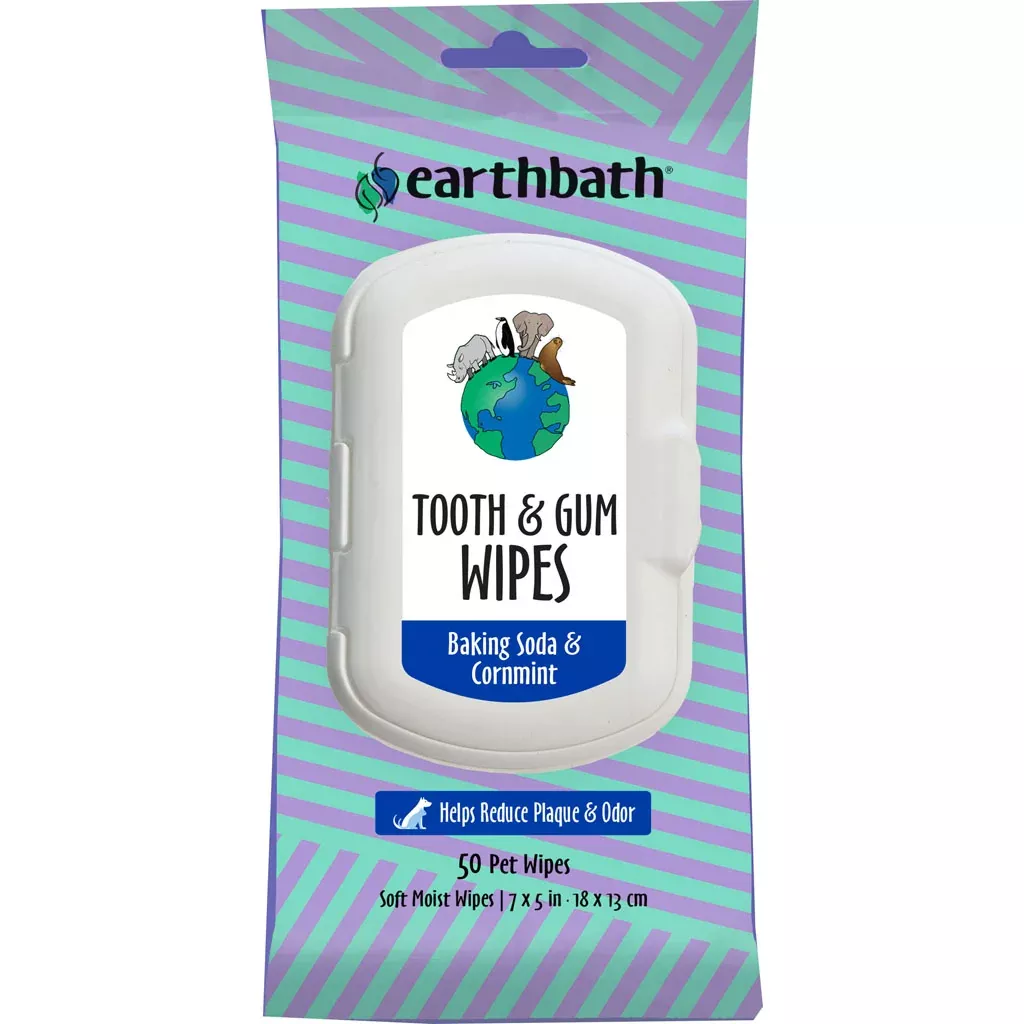 Earthbath Tooth & Gum Wipes, Baking Soda, 50 Count