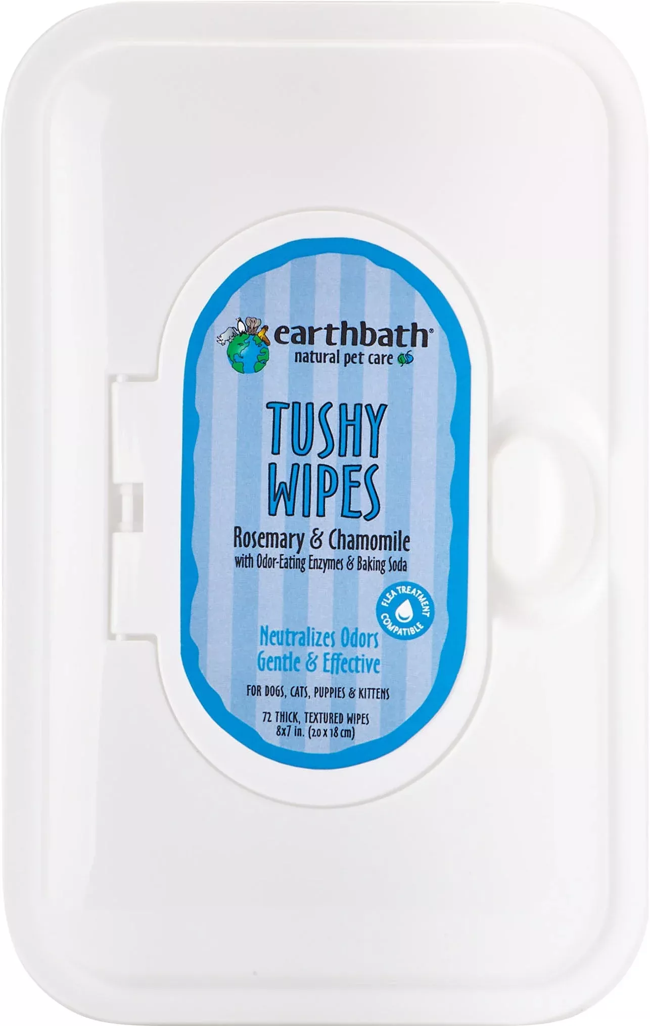 Earthbath Tushy Wipes, Rosemary/Chamomile, 100 Pack