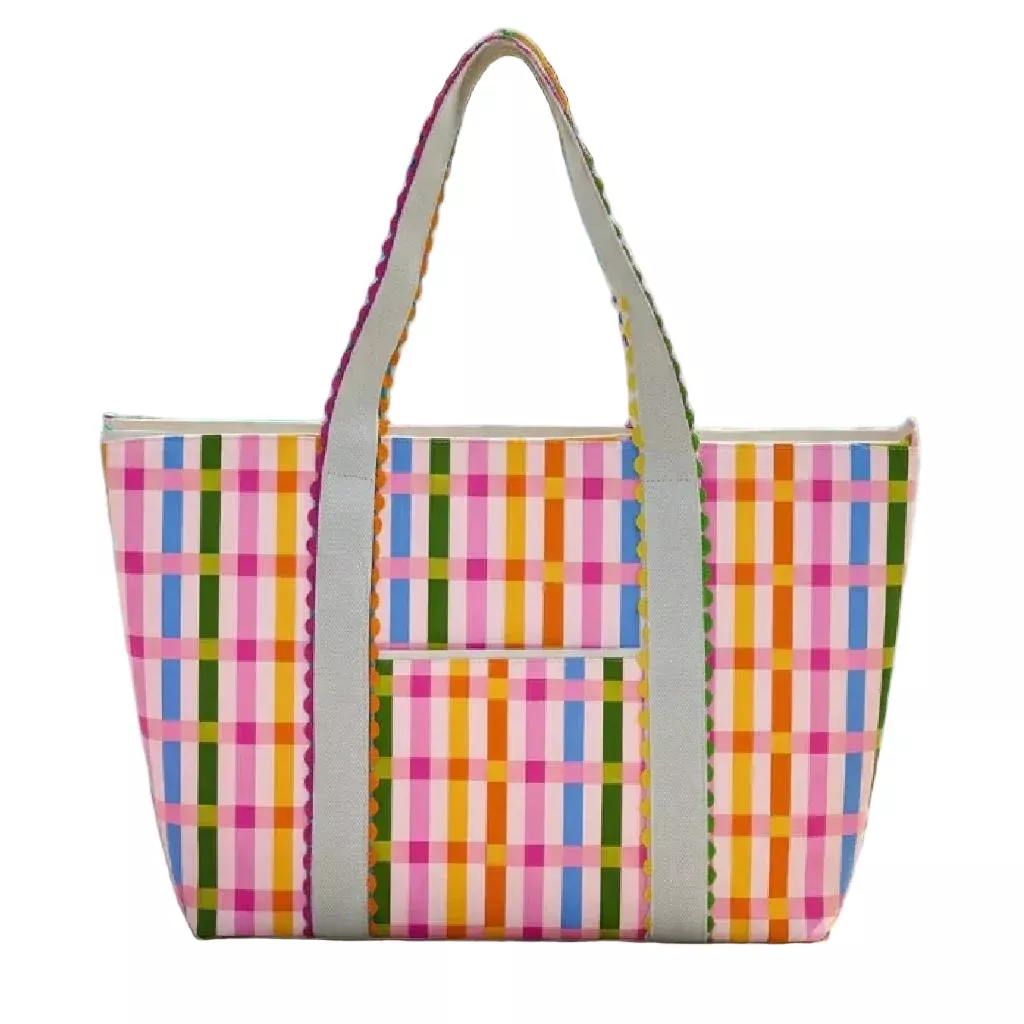 Ella Multicolor Striped Canvas Tote Bag