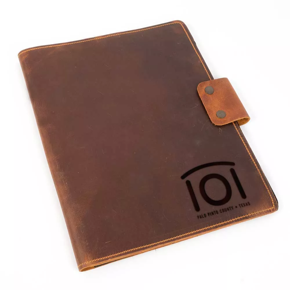 Engravable Leather Notepad Holder w/Snap Closure