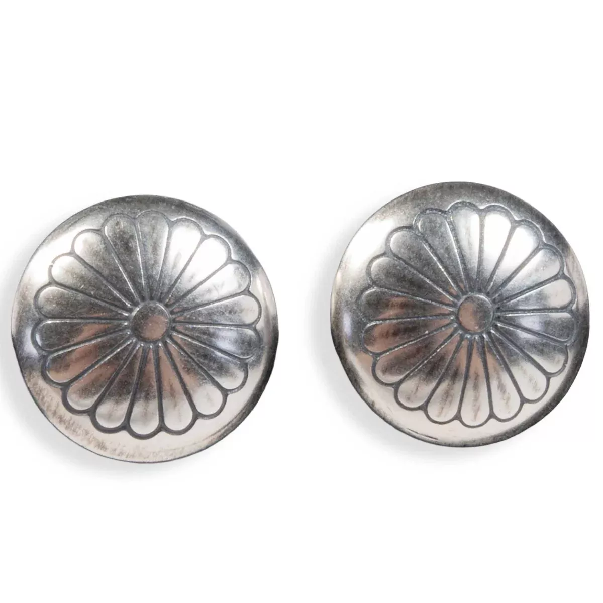 Engraved Circle Stud Earrings