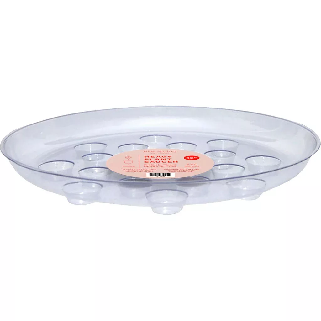Everspring Designer Heavy Plant Saucer – Clear, 12 in