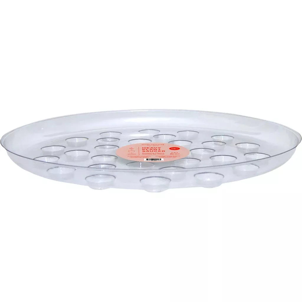 Everspring Designer Heavy Plant Saucer – Clear, 16 in
