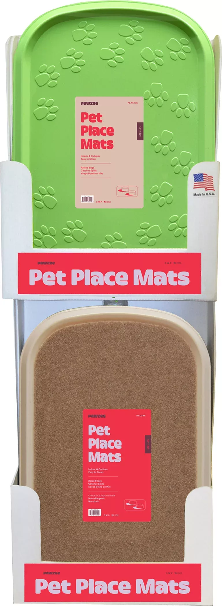 Everspring Pawzee Deluxe Plastic Pet Place Mat Floor Display 36 Piece Assorted
