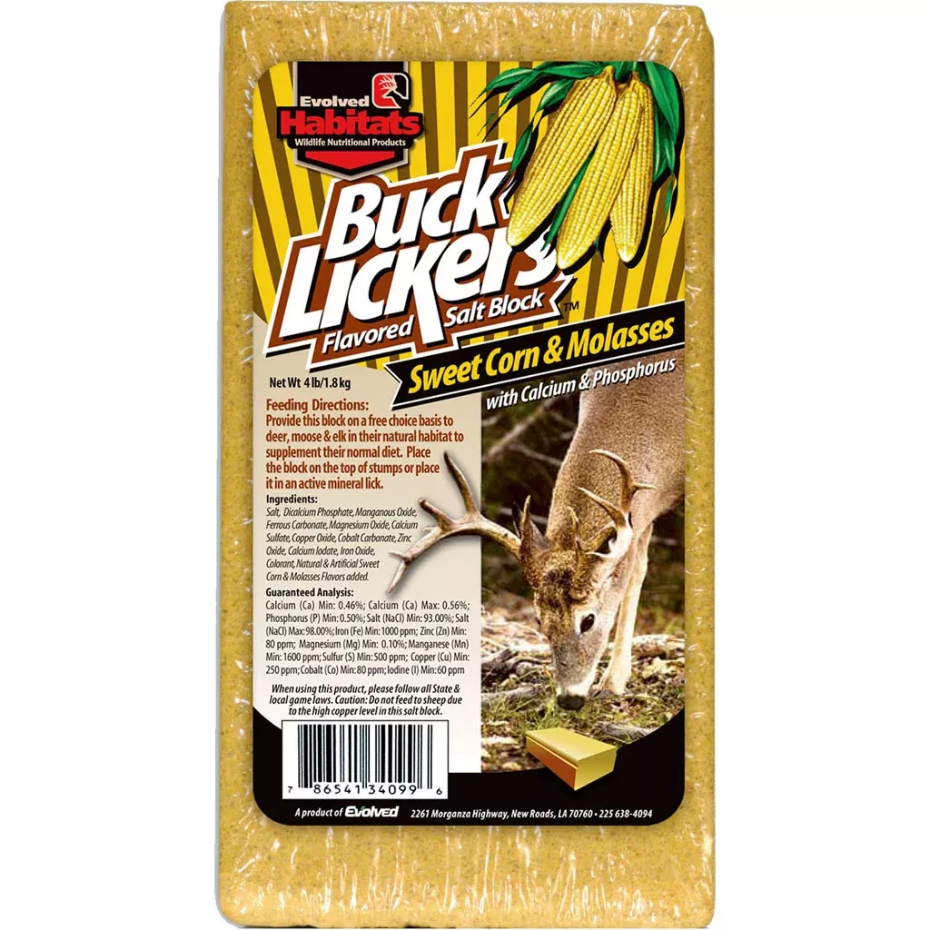 Evolved Buck Lickers Flavored Salt Block 4 LB Molasses/corn