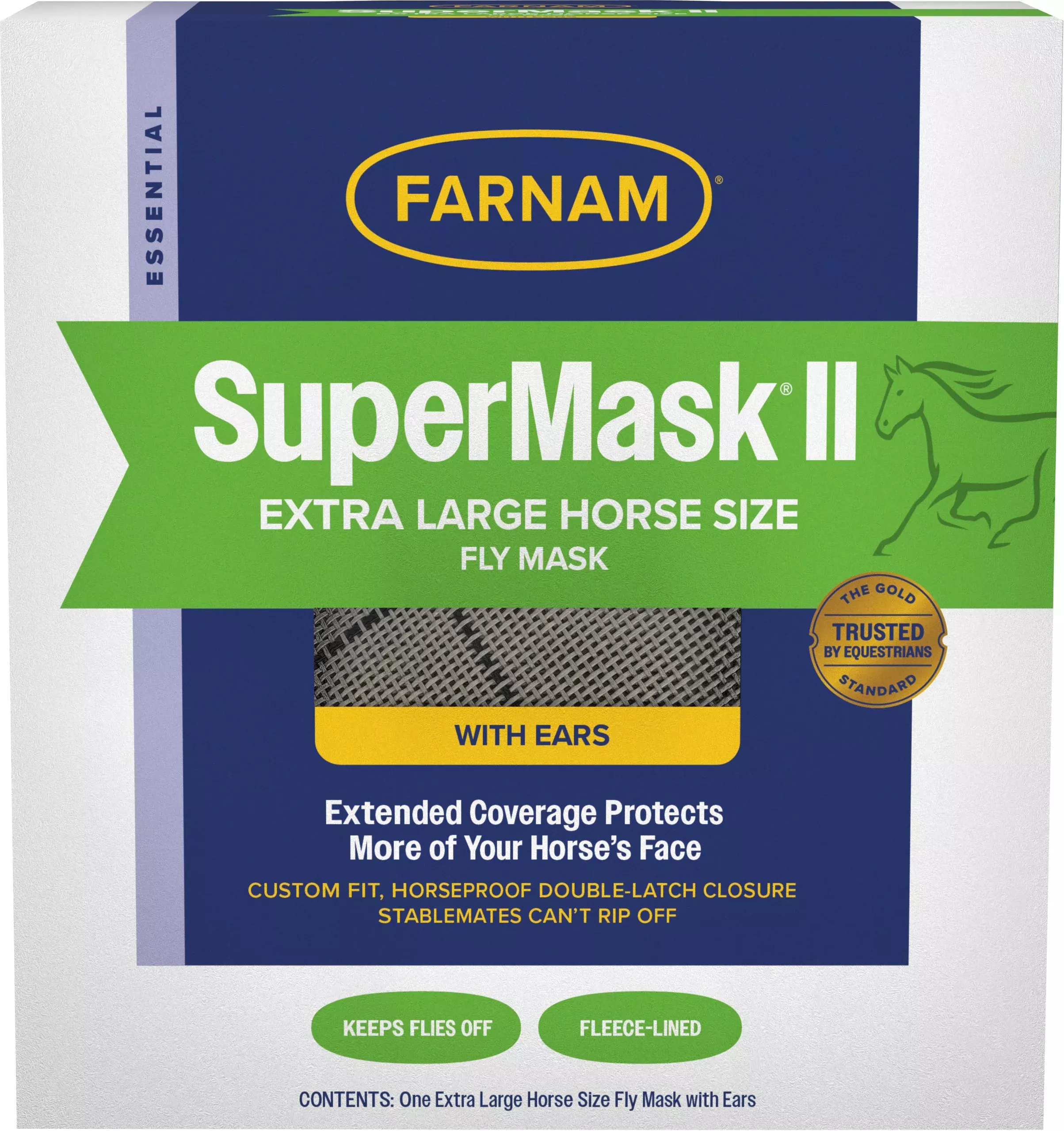 Farnam Supermask Ii Classic Fly Mask with Ears – Extra Large, Assorted