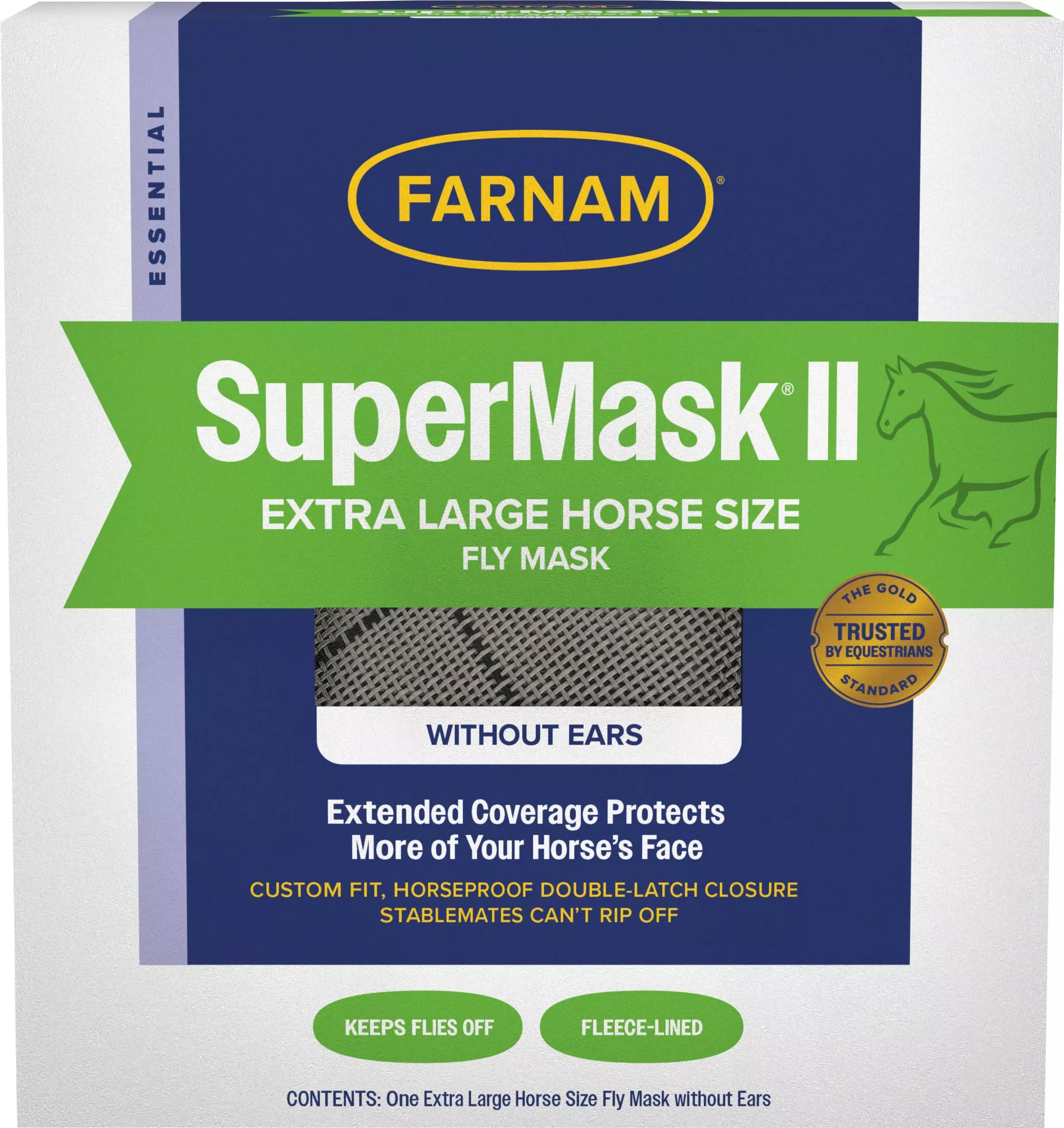 Farnam Supermask Ii Classic Fly Mask Without Ears – Extra Large Horse, Assorted
