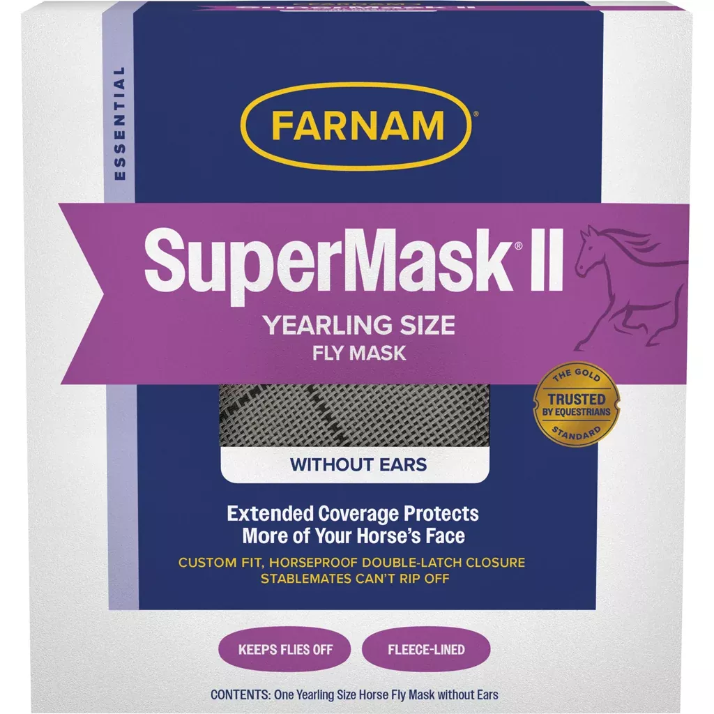 Farnam SuperMask II Classic Fly Mask without Ears – Yearling, Assorted