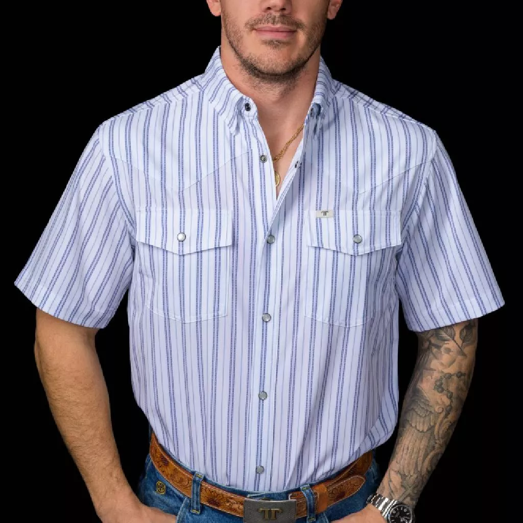 Ferrell Brand The Jack In Blue Pearl Snap Western Shirt