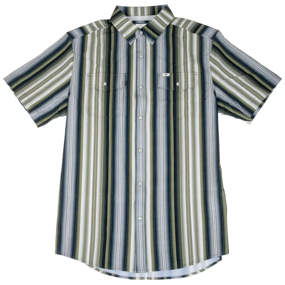 Ferrell Men's Harrison Green Stripe Snap Shirt