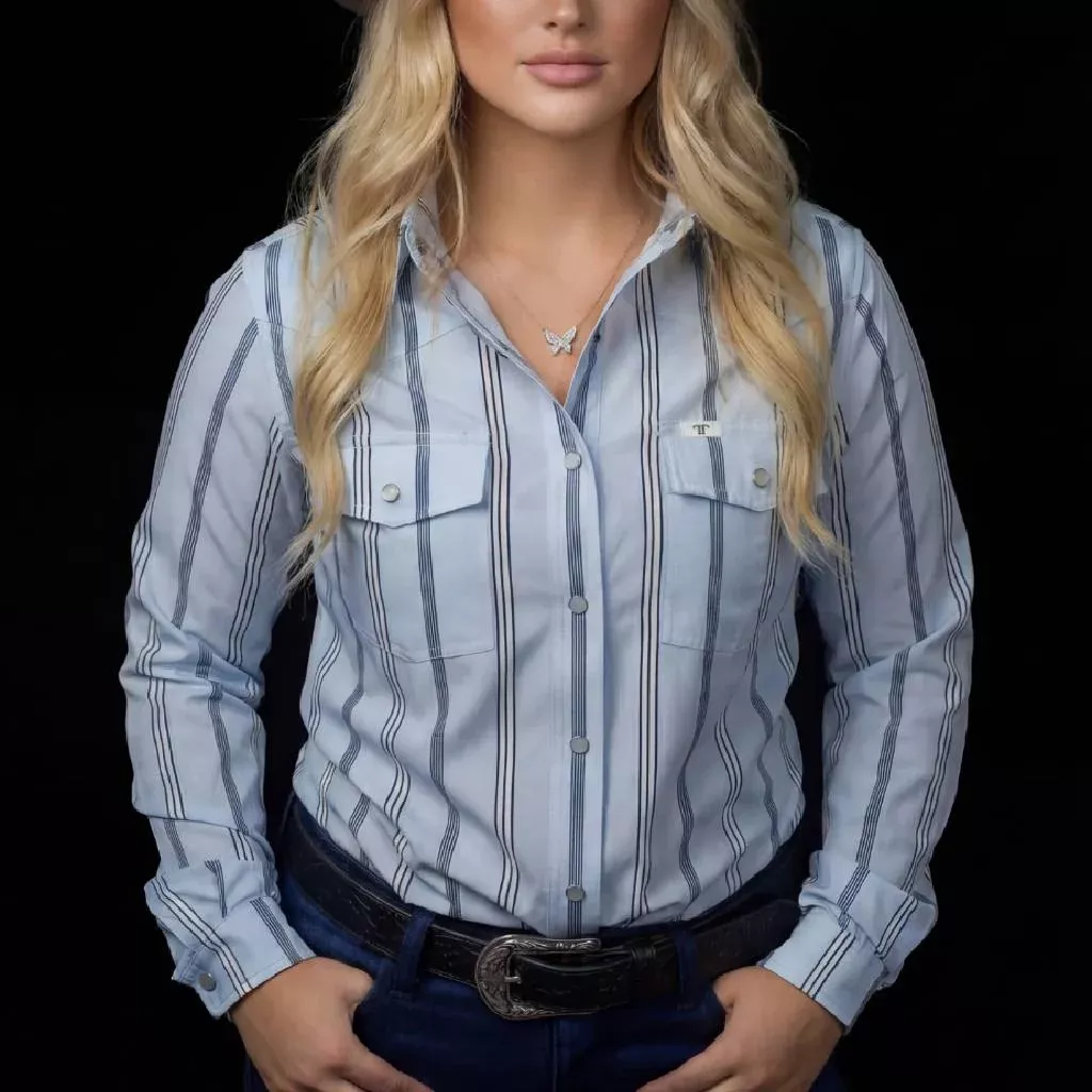 Ferrell Women's Denver Blue Stripe Snap Shirt