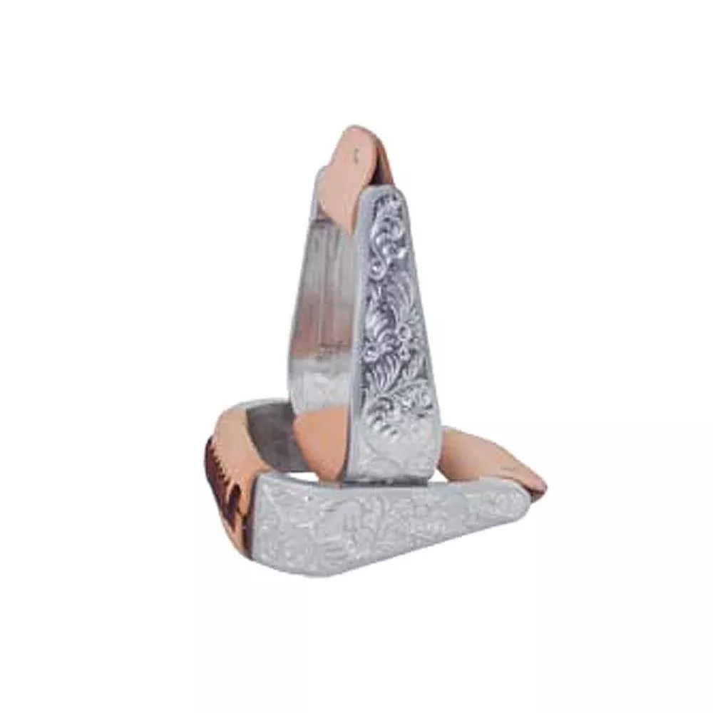Formay Engraved Aluminum Bell Stirrups w/ Leather Tread