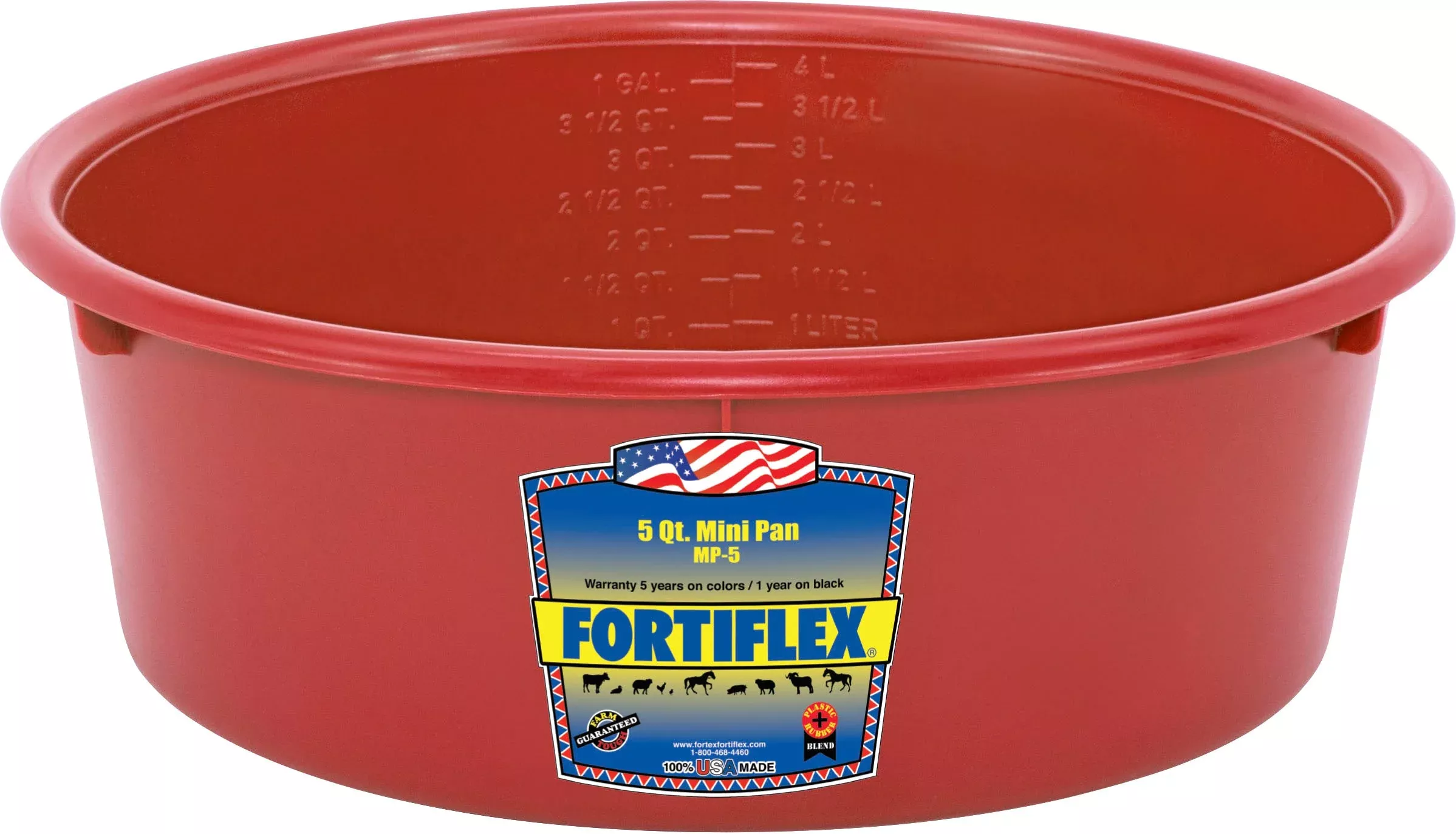 Fortiflex Mini Pan Feeder 5 qt Red