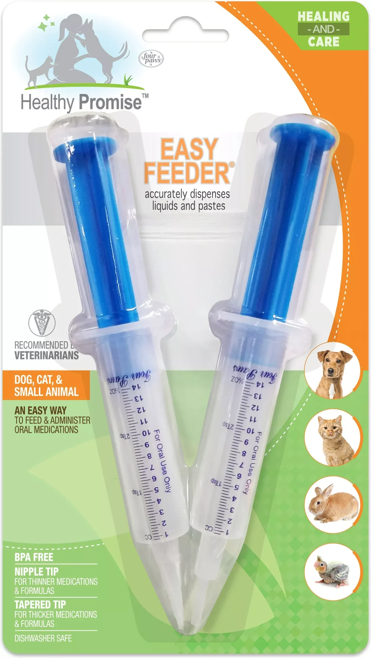 Four Paws Easy Feeder Hand Syringe for Small Animals Blue/Clear Small