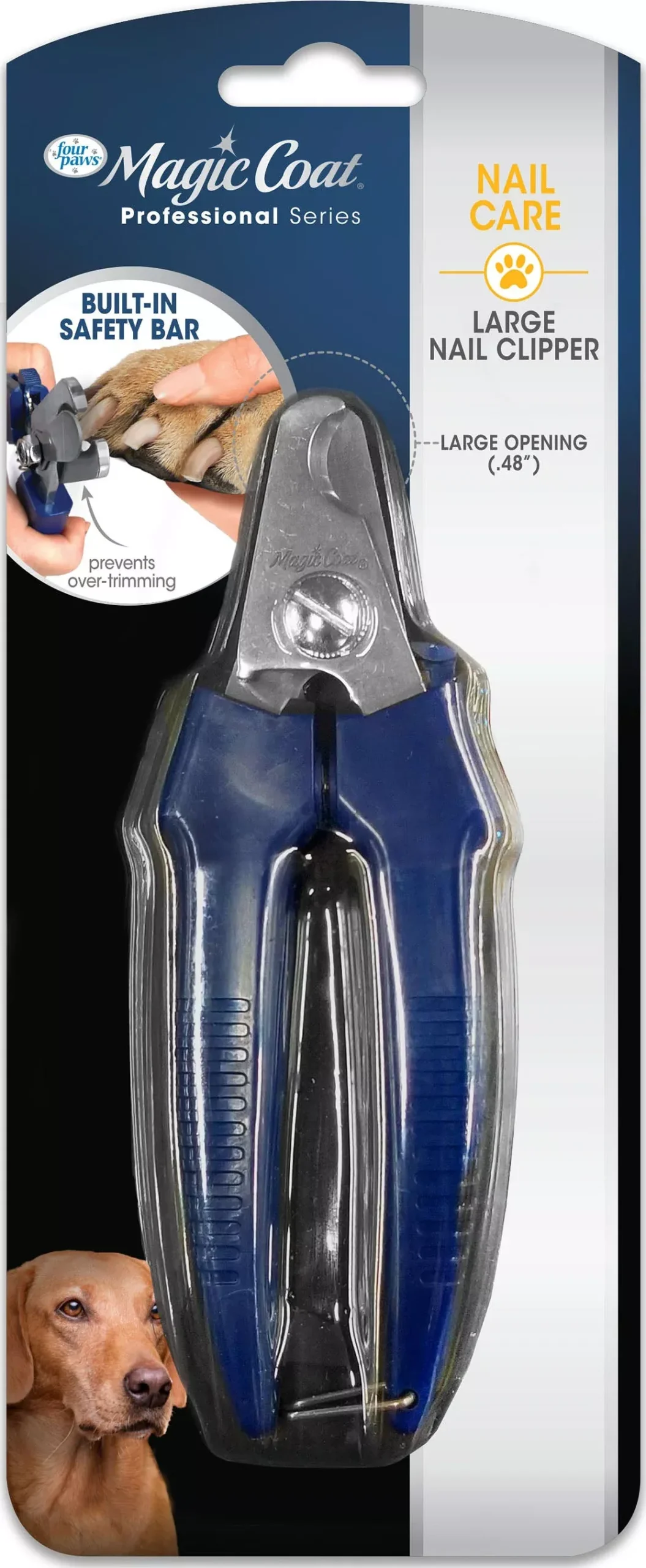Four Paws Magic Coat Dog Nail Clipper with Safety Bar, Large Blue