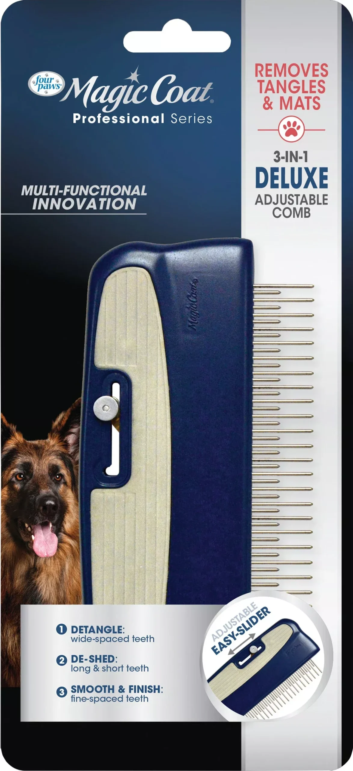 Four Paws Magic Coat Pro 3-in-1 Deluxe Adjustable Comb