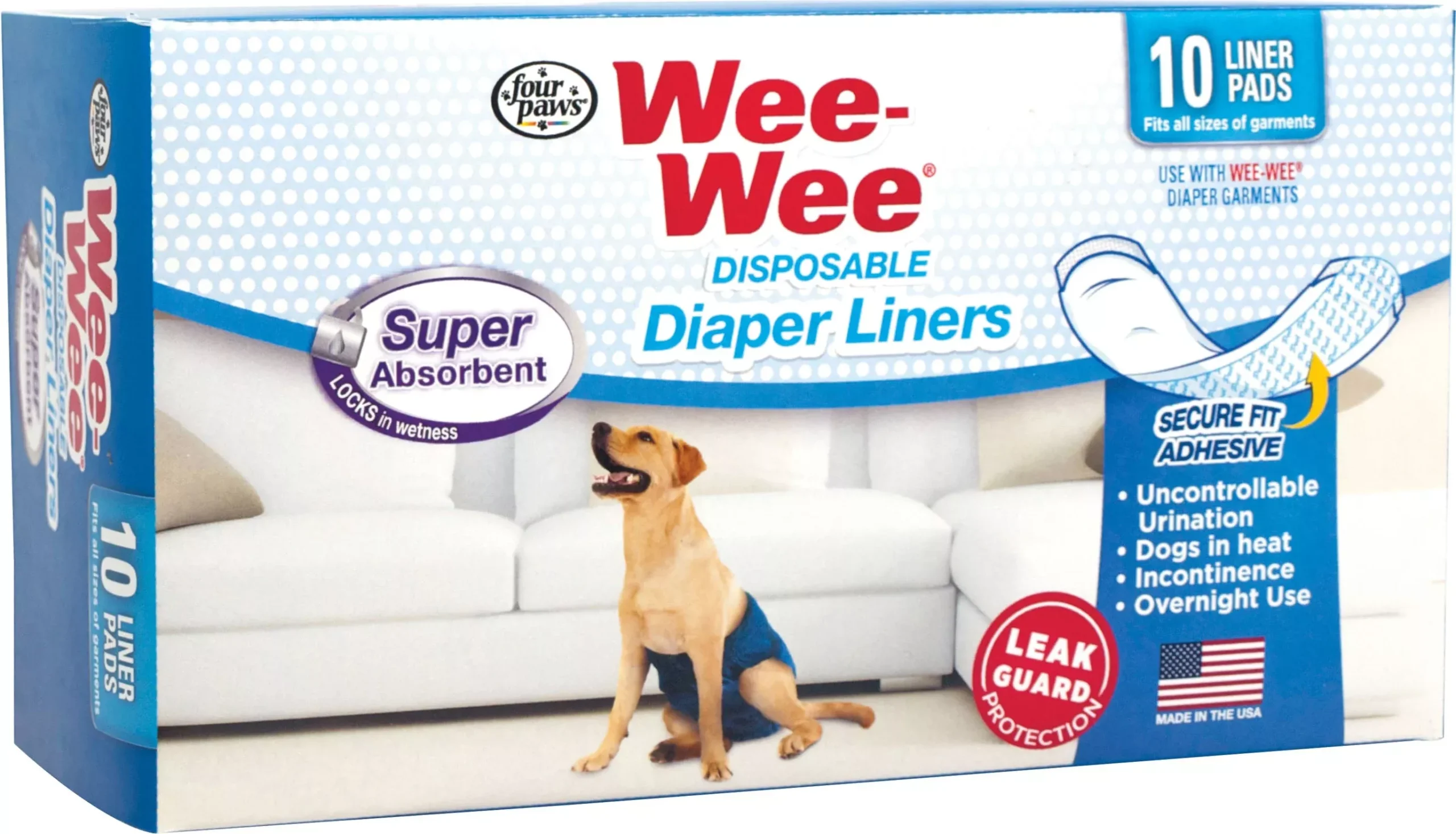 Four Paws Wee-Wee Disposable Diaper Liners 10-Pack