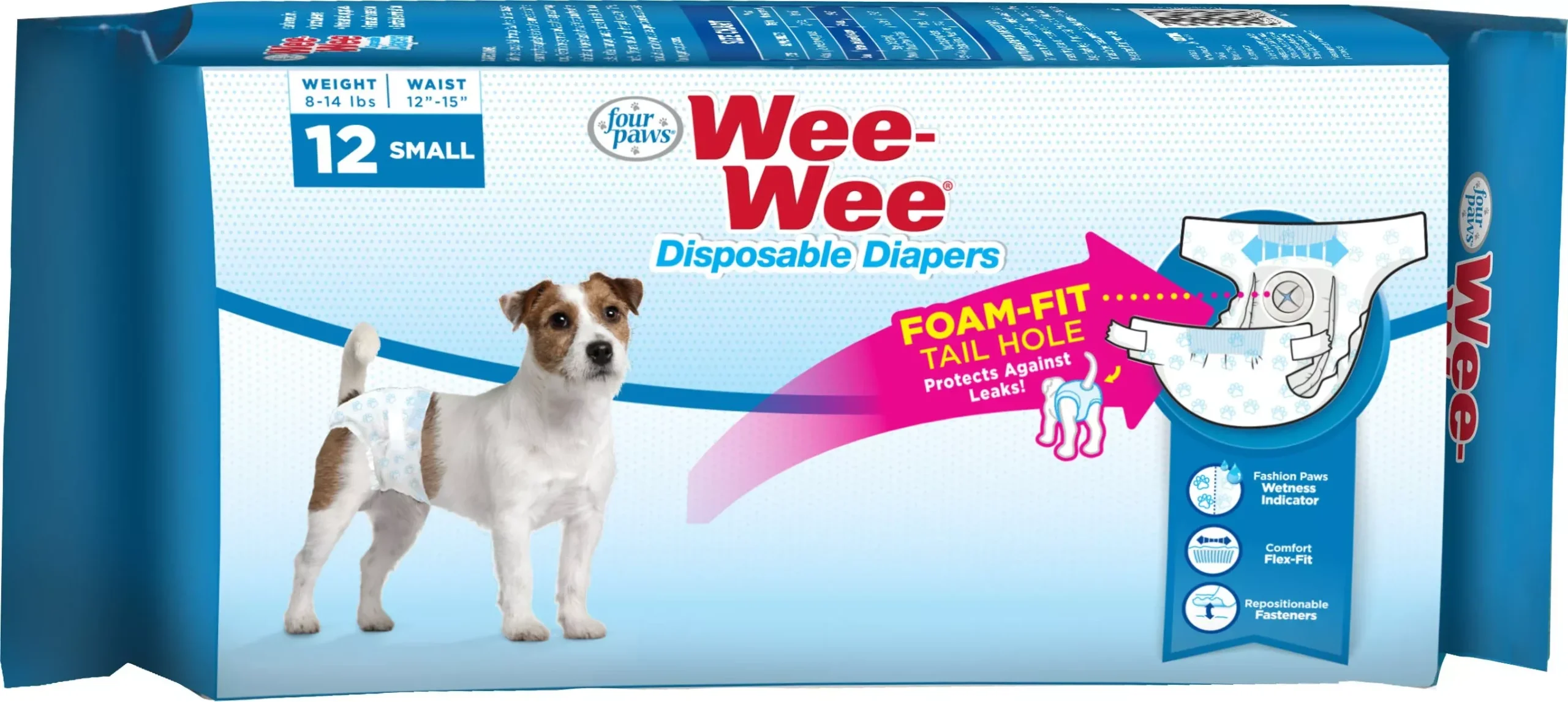 Four Paws Wee-Wee Disposable Diapers, Small 12-Pack